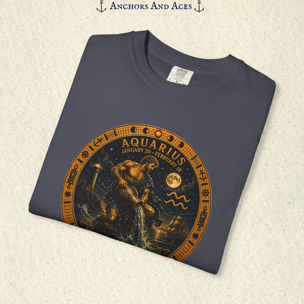 Aquarius Zodiac Shirt | Celestial Seas - Flow With Purpose