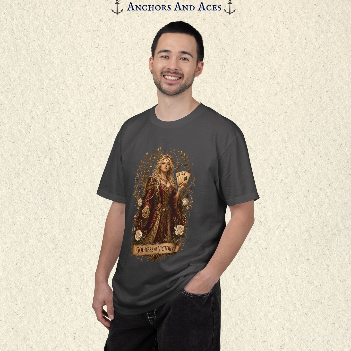 Art Nouveau Casino Graphic Tee| Goddess of Victory| Vintage Lucky Gambling T-Shirt