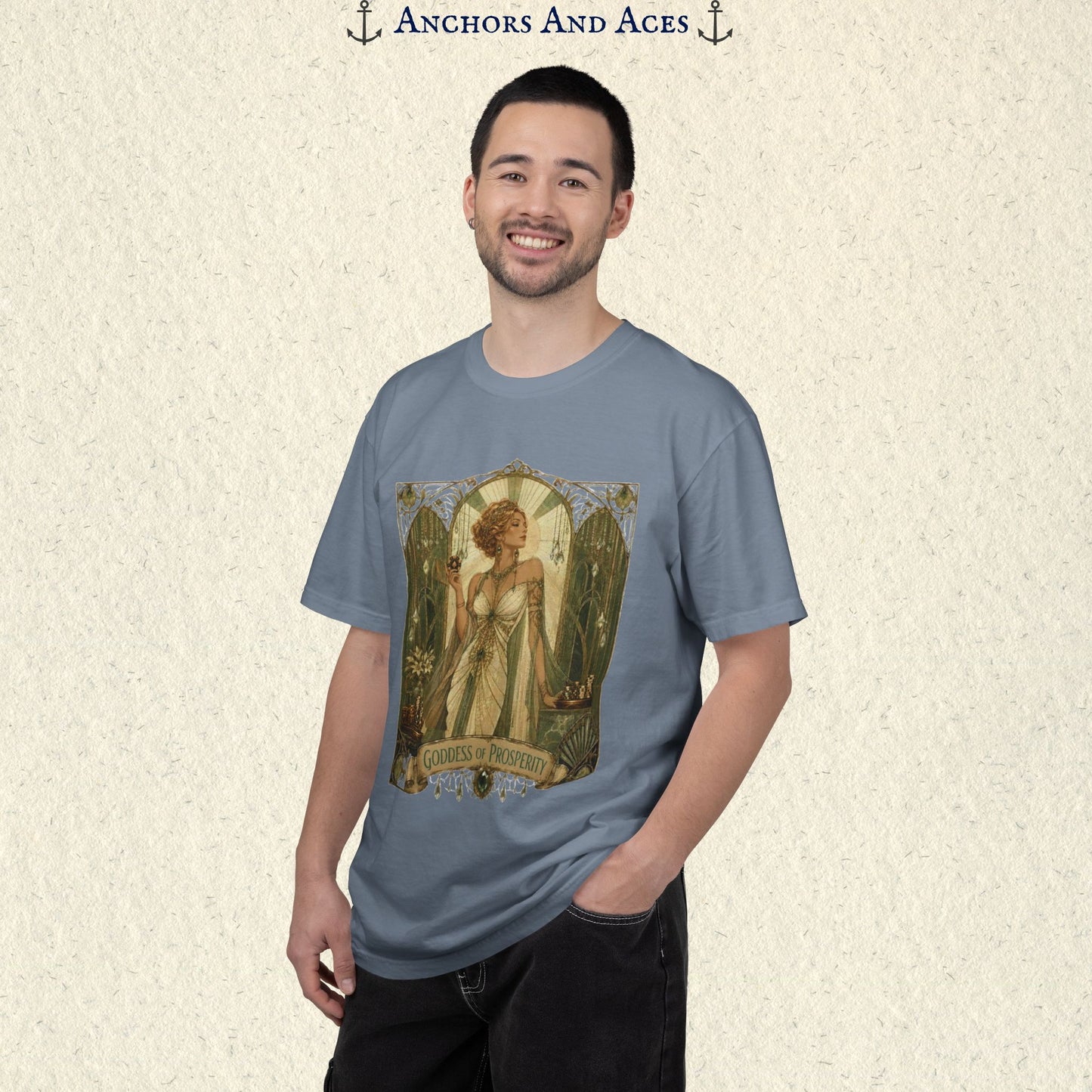 Art Nouveau Casino Graphic Tee| Goddess of Prosperity Shirt| Vintage Lucky Gambling T-Shirt