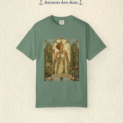 Art Nouveau Casino Graphic Tee| Goddess of Prosperity Shirt| Vintage Lucky Gambling T-Shirt
