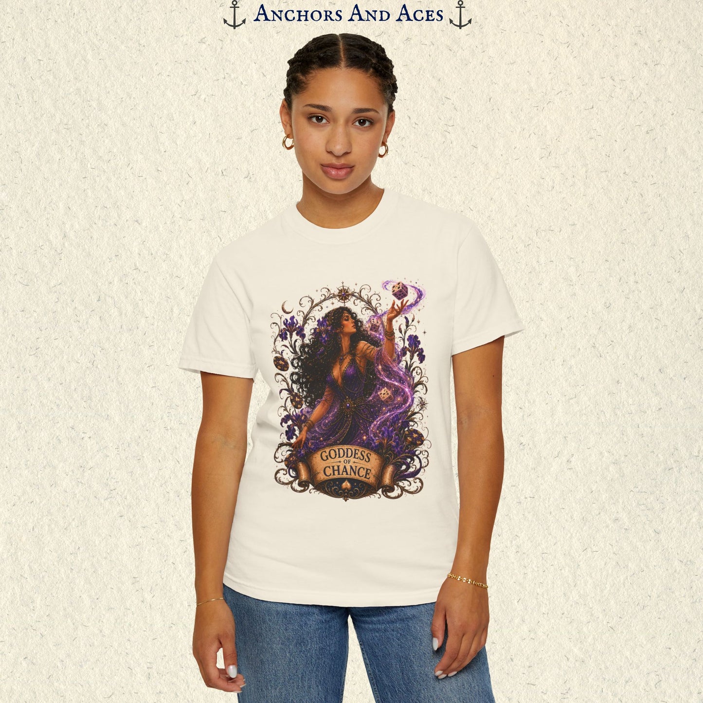 Goddess of Chance Shirt| Art Nouveau Casino Graphic Tee| Vintage Lucky Gambling T-Shirt