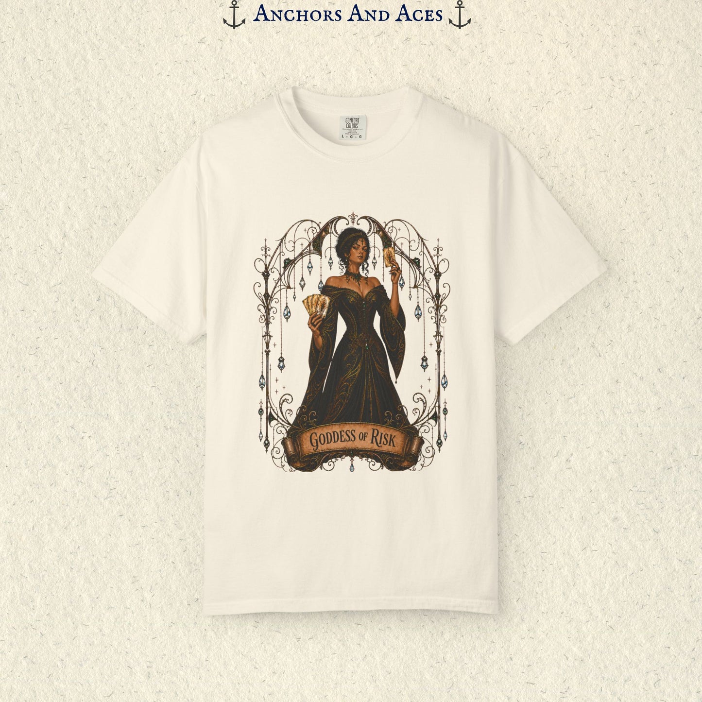 Goddess of Risk Shirt| Art Nouveau Casino Graphic Tee| Vintage Lucky Gambling T-Shirt