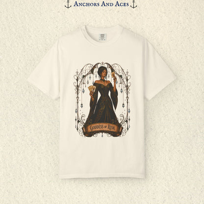 Goddess of Risk Shirt| Art Nouveau Casino Graphic Tee| Vintage Lucky Gambling T-Shirt