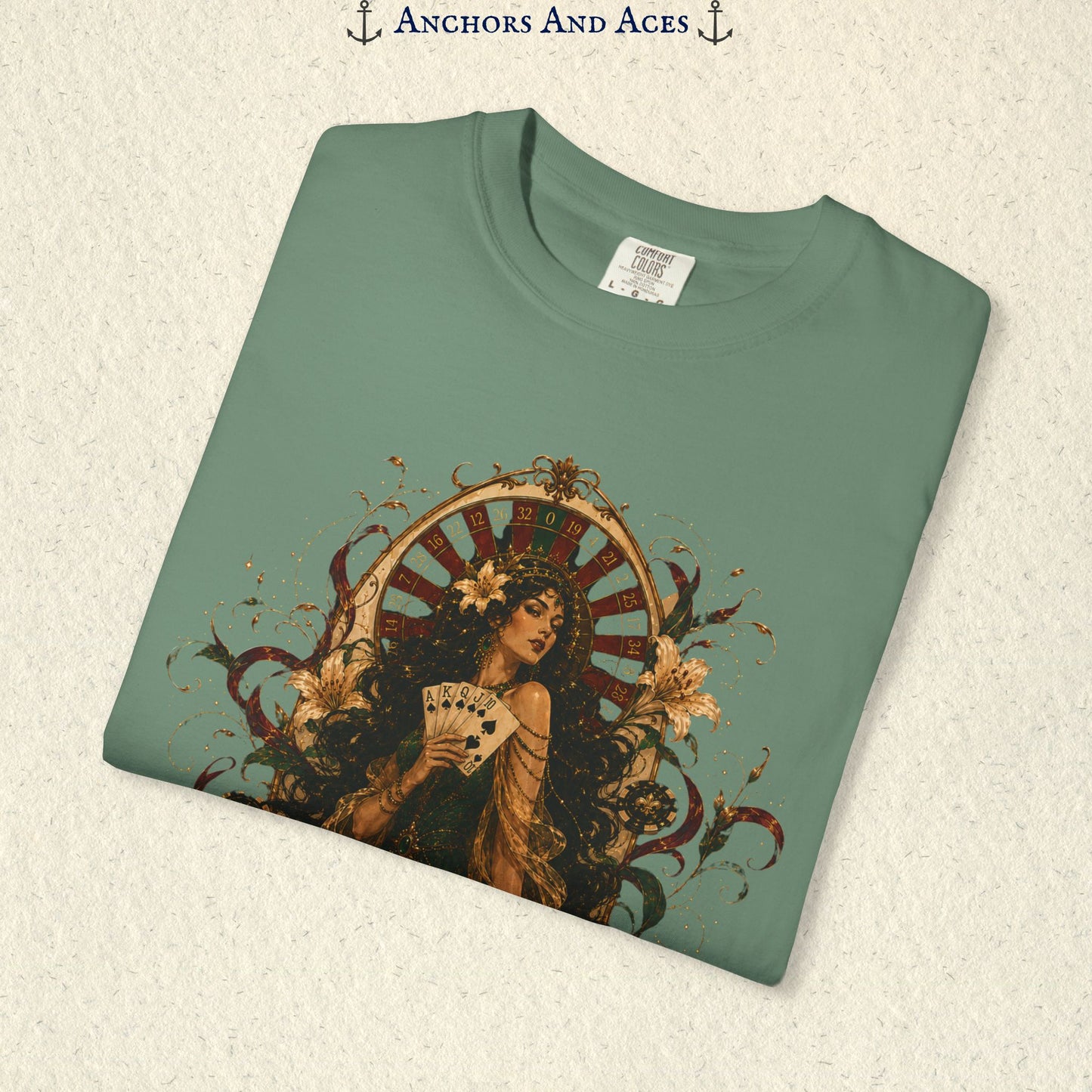 Goddess of Luck | Art Nouveau Casino Tee | Comfort Colors 1717