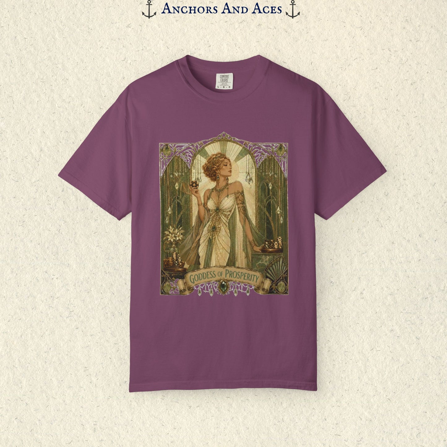 Art Nouveau Casino Graphic Tee| Goddess of Prosperity Shirt| Vintage Lucky Gambling T-Shirt
