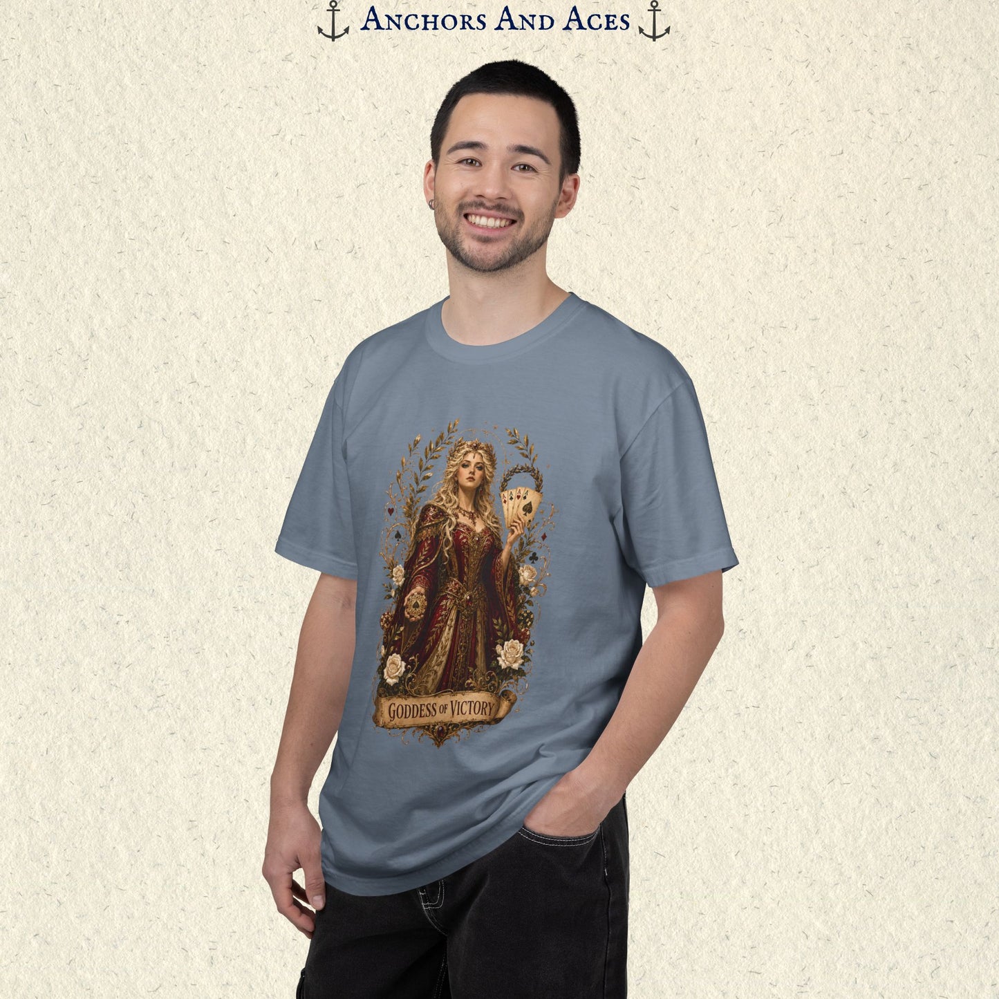 Art Nouveau Casino Graphic Tee| Goddess of Victory| Vintage Lucky Gambling T-Shirt