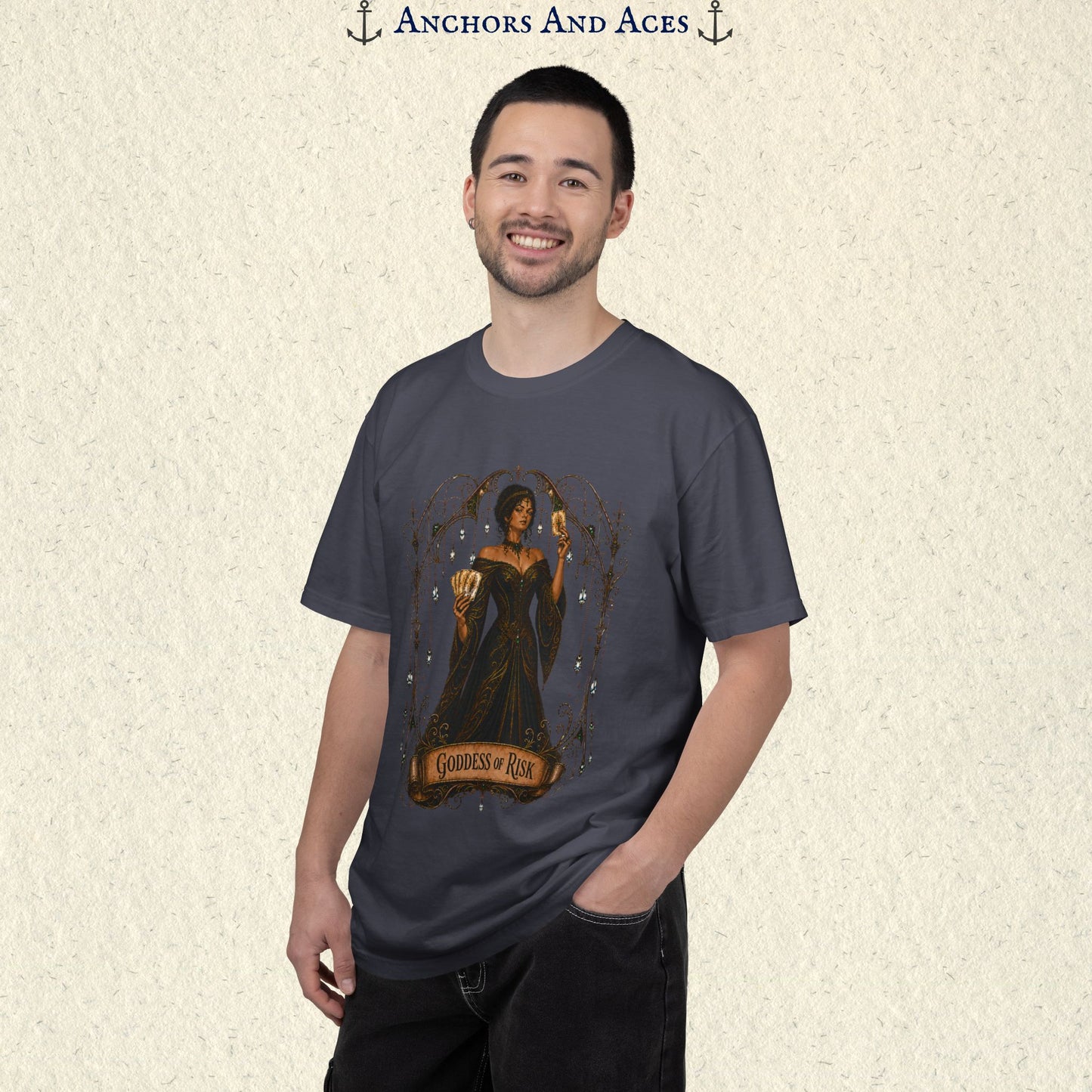 Goddess of Risk Shirt| Art Nouveau Casino Graphic Tee| Vintage Lucky Gambling T-Shirt