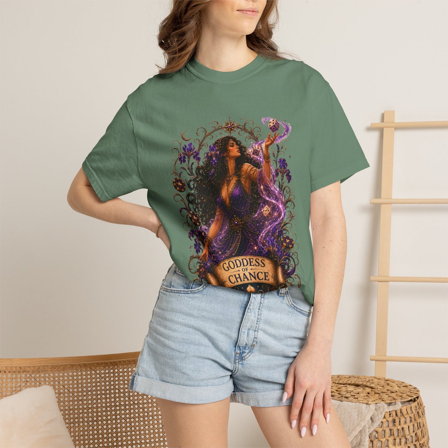 Goddess of Chance Shirt| Art Nouveau Casino Graphic Tee| Vintage Lucky Gambling T-Shirt
