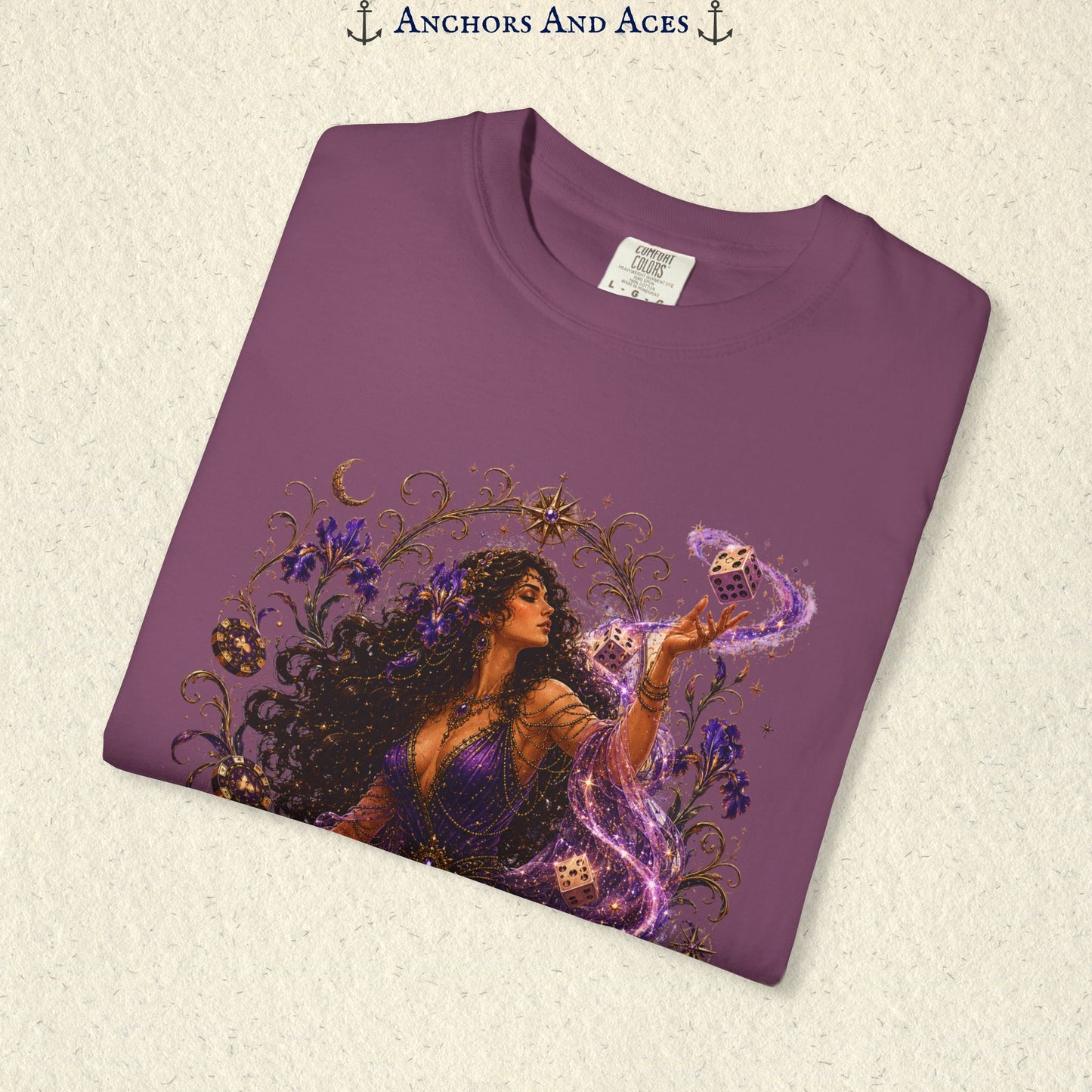 Goddess of Chance Shirt| Art Nouveau Casino Graphic Tee| Vintage Lucky Gambling T-Shirt