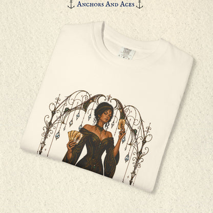 Goddess of Risk Shirt| Art Nouveau Casino Graphic Tee| Vintage Lucky Gambling T-Shirt