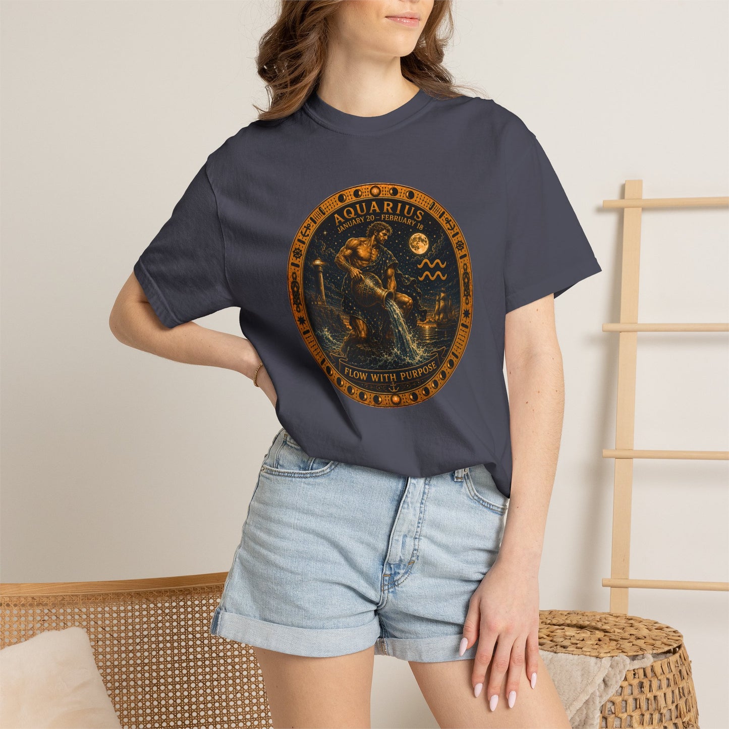 Aquarius Zodiac Shirt | Celestial Seas - Flow With Purpose