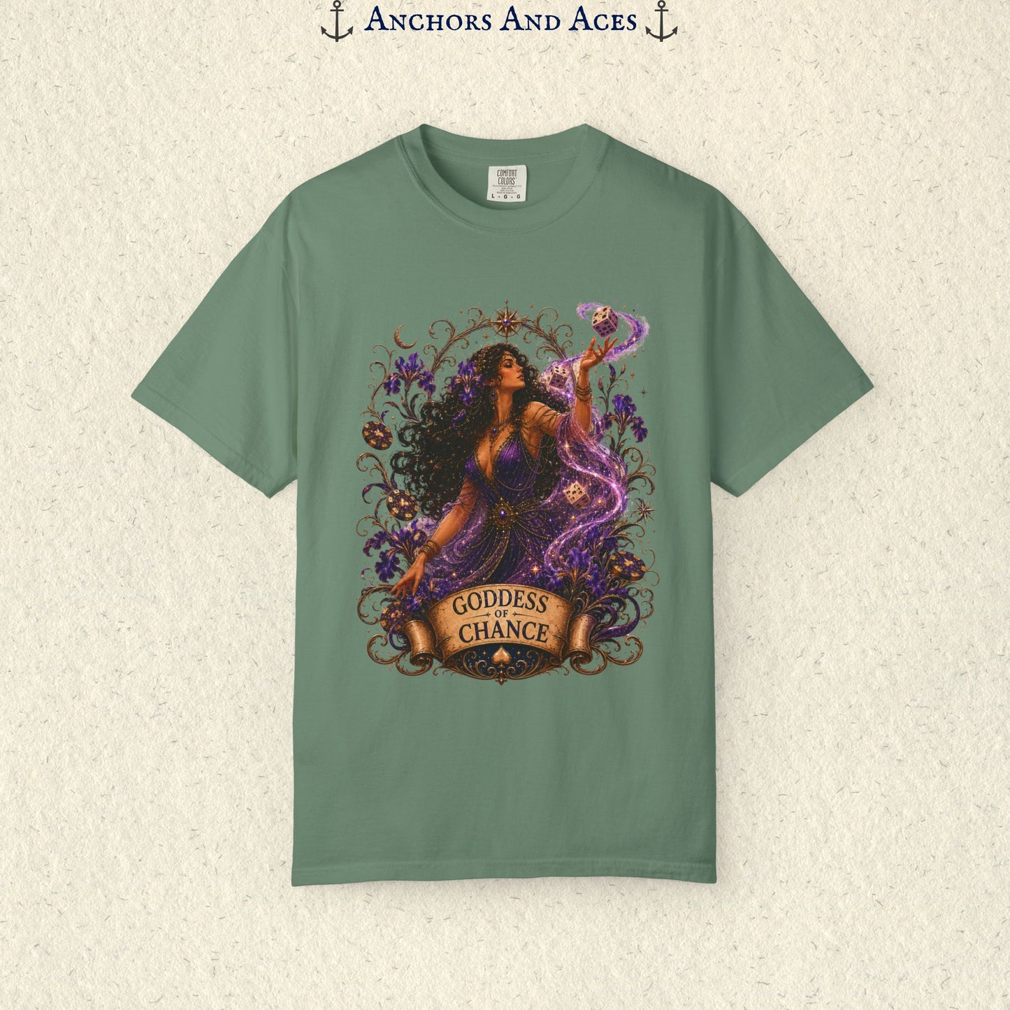 Goddess of Chance Shirt| Art Nouveau Casino Graphic Tee| Vintage Lucky Gambling T-Shirt