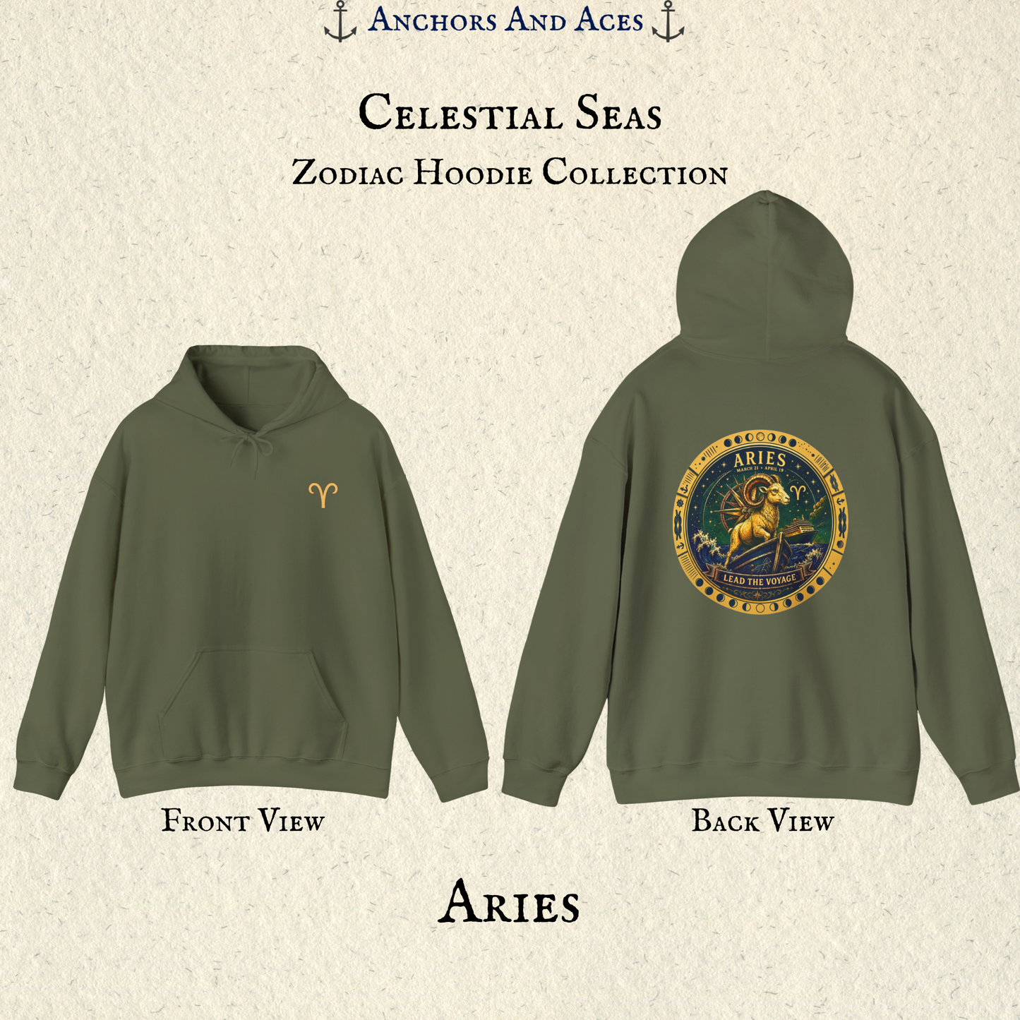Aries Zodiac Hoodie | Celestial Seas Zodiac Hoodie Collection