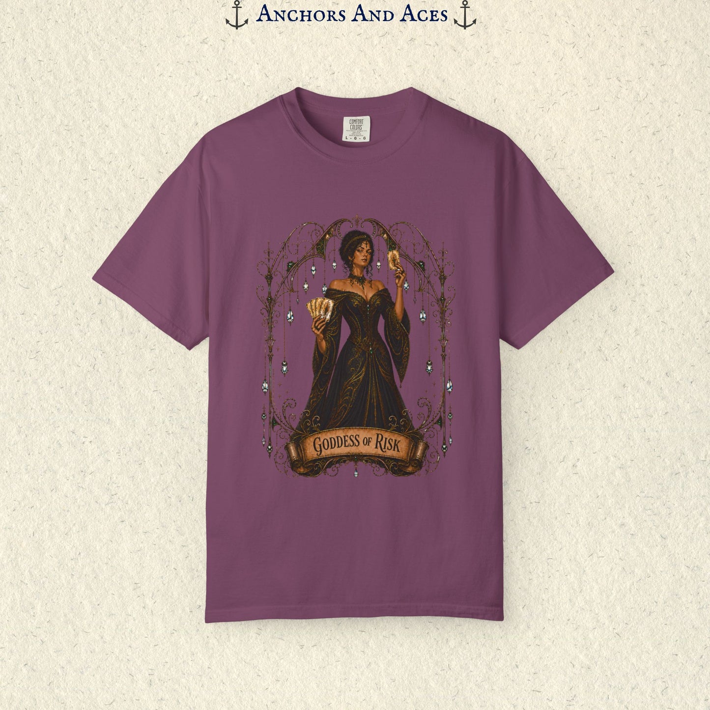 Goddess of Risk Shirt| Art Nouveau Casino Graphic Tee| Vintage Lucky Gambling T-Shirt