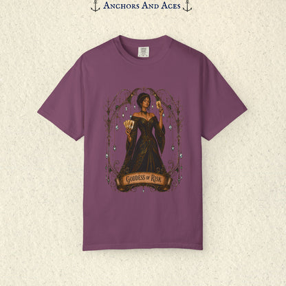 Goddess of Risk Shirt| Art Nouveau Casino Graphic Tee| Vintage Lucky Gambling T-Shirt
