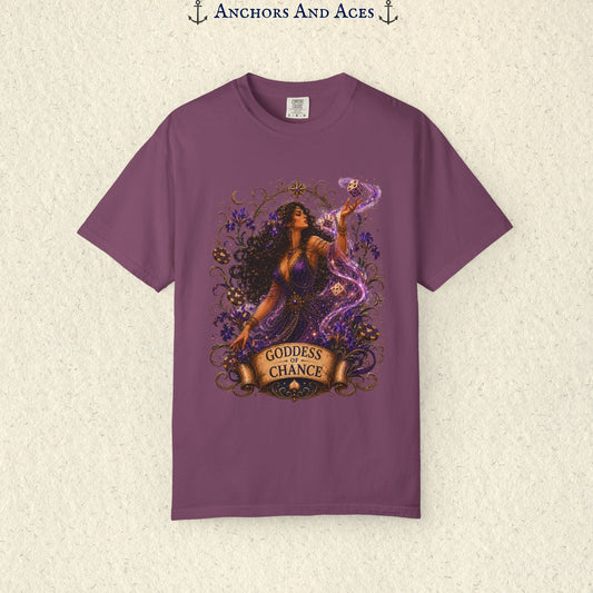 Goddess of Chance Shirt| Art Nouveau Casino Graphic Tee| Vintage Lucky Gambling T-Shirt