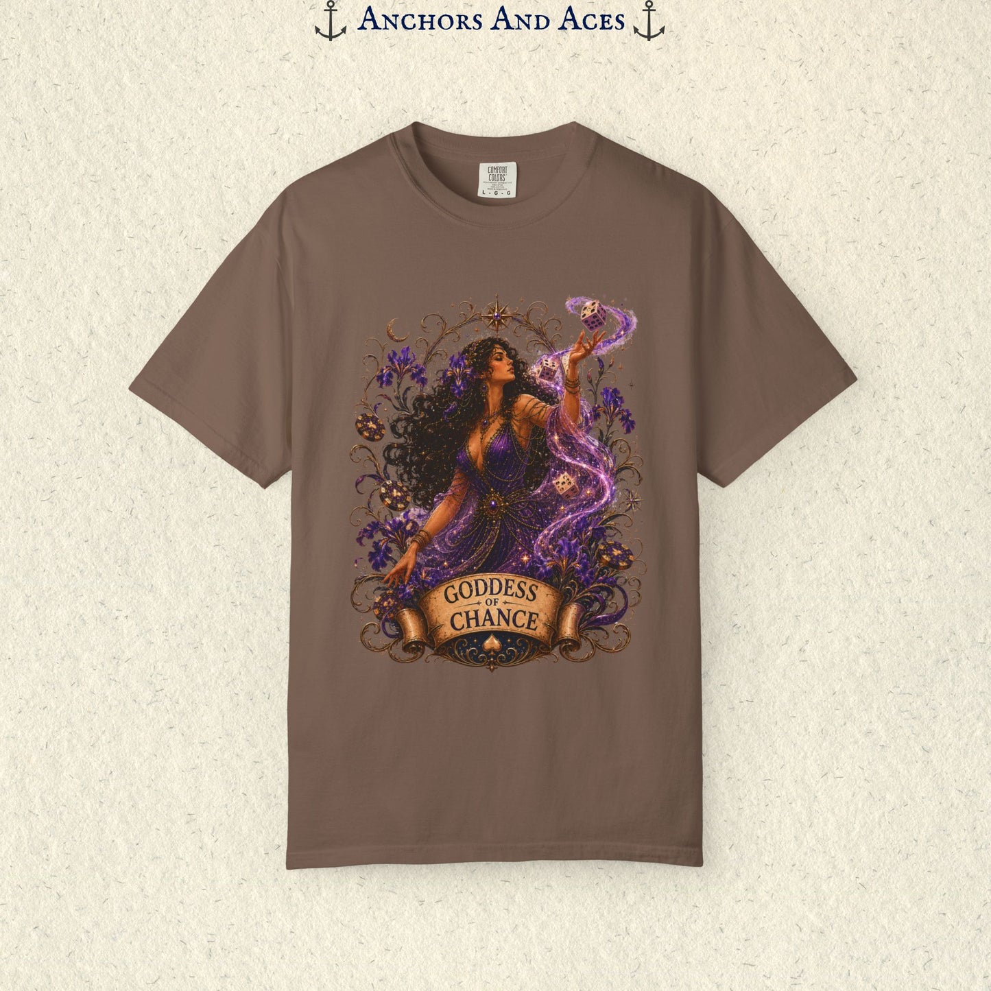 Goddess of Chance Shirt| Art Nouveau Casino Graphic Tee| Vintage Lucky Gambling T-Shirt