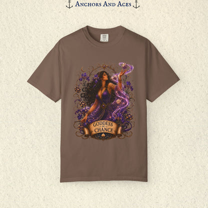 Goddess of Chance Shirt| Art Nouveau Casino Graphic Tee| Vintage Lucky Gambling T-Shirt