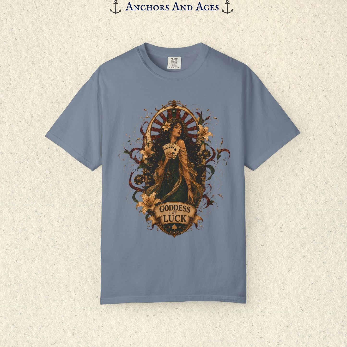 Goddess of Luck | Art Nouveau Casino Tee | Comfort Colors 1717