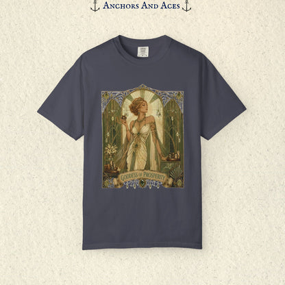 Art Nouveau Casino Graphic Tee| Goddess of Prosperity Shirt| Vintage Lucky Gambling T-Shirt