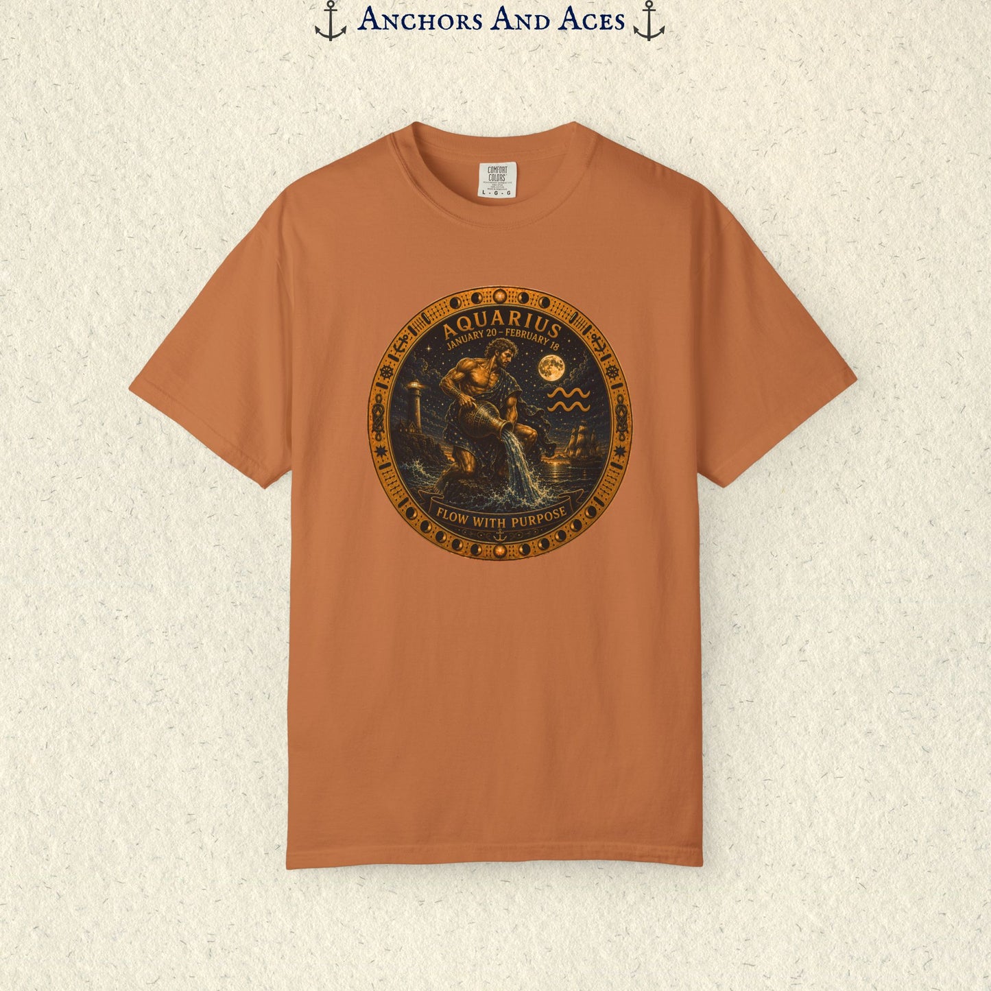 Aquarius Zodiac Shirt | Celestial Seas - Flow With Purpose