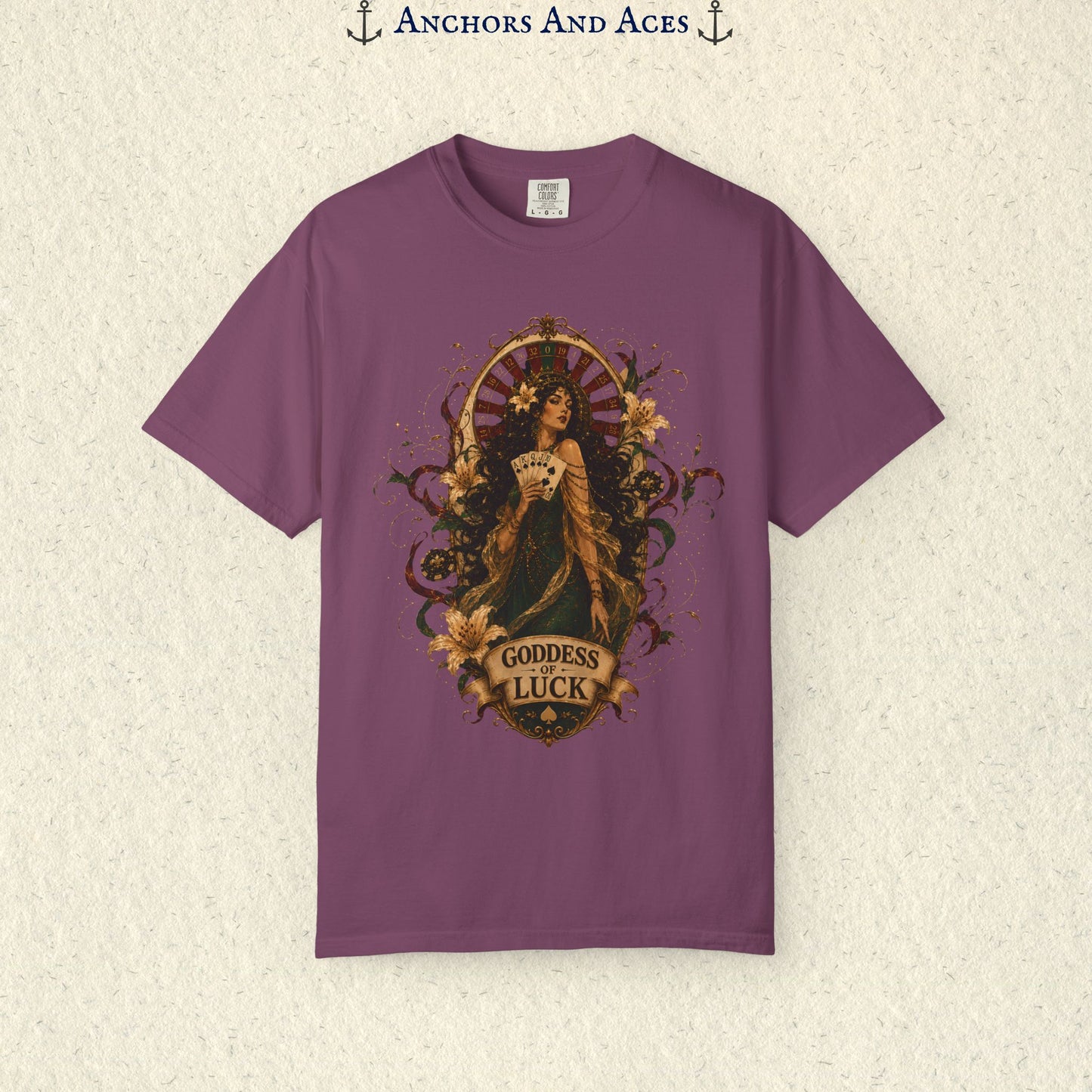 Goddess of Luck | Art Nouveau Casino Tee | Comfort Colors 1717