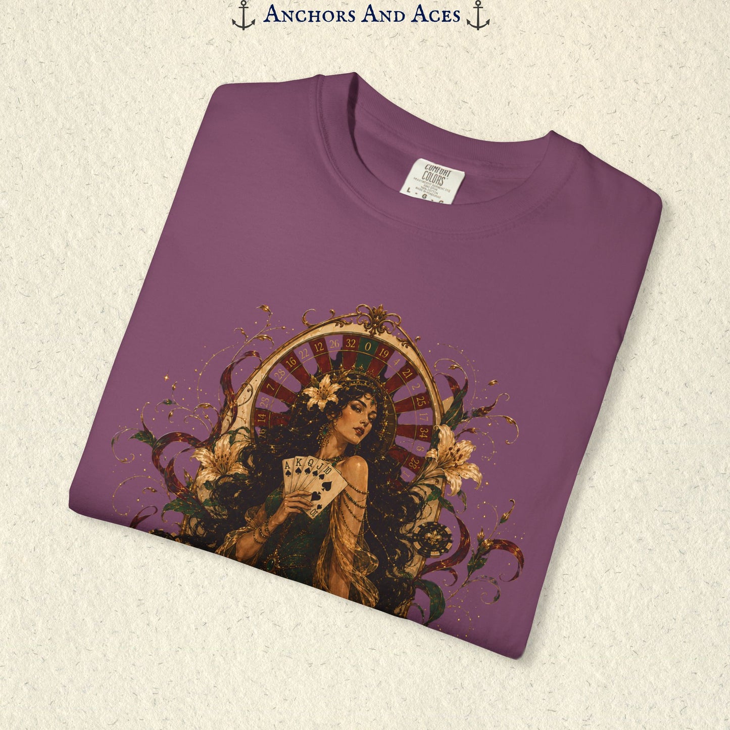 Goddess of Luck | Art Nouveau Casino Tee | Comfort Colors 1717