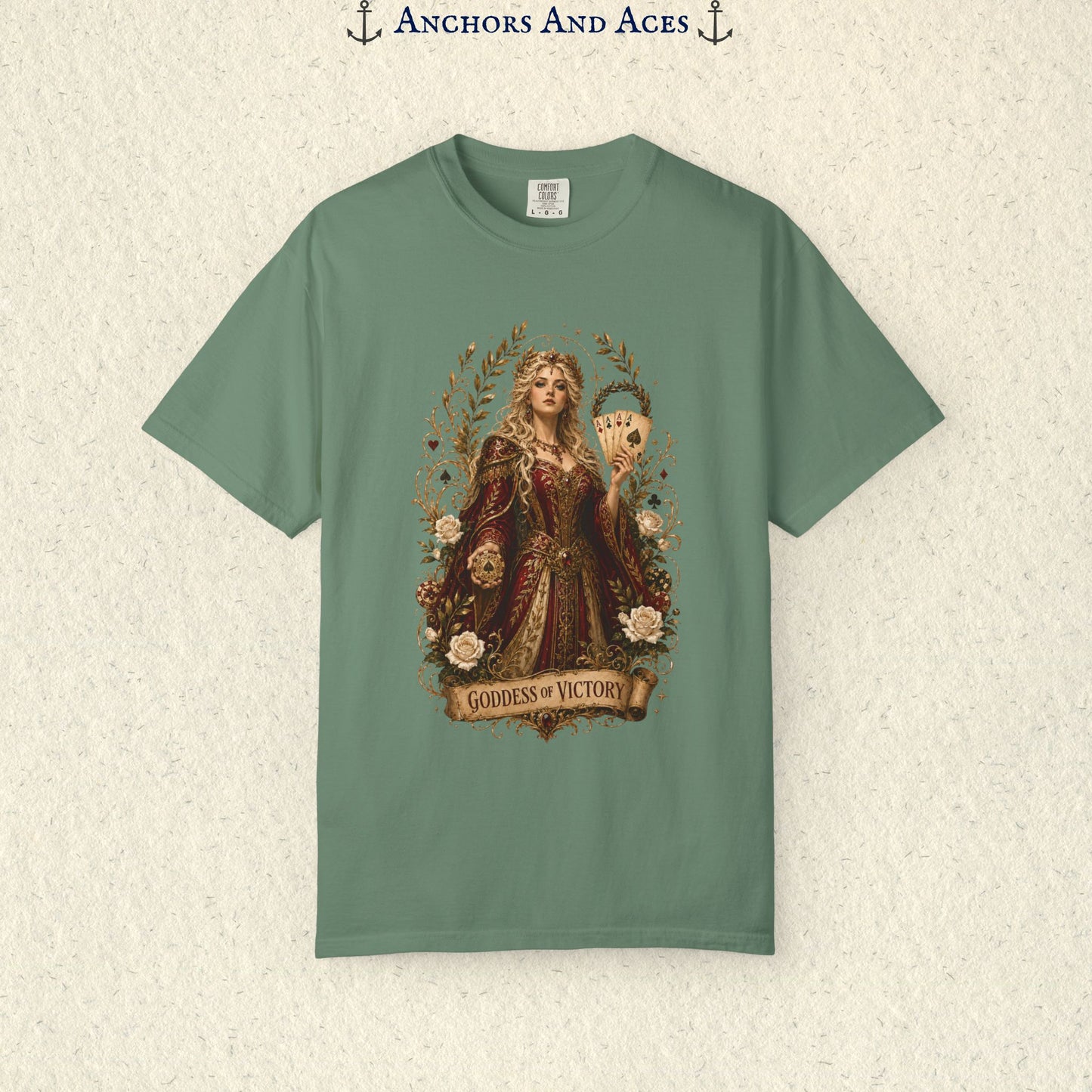 Art Nouveau Casino Graphic Tee| Goddess of Victory| Vintage Lucky Gambling T-Shirt
