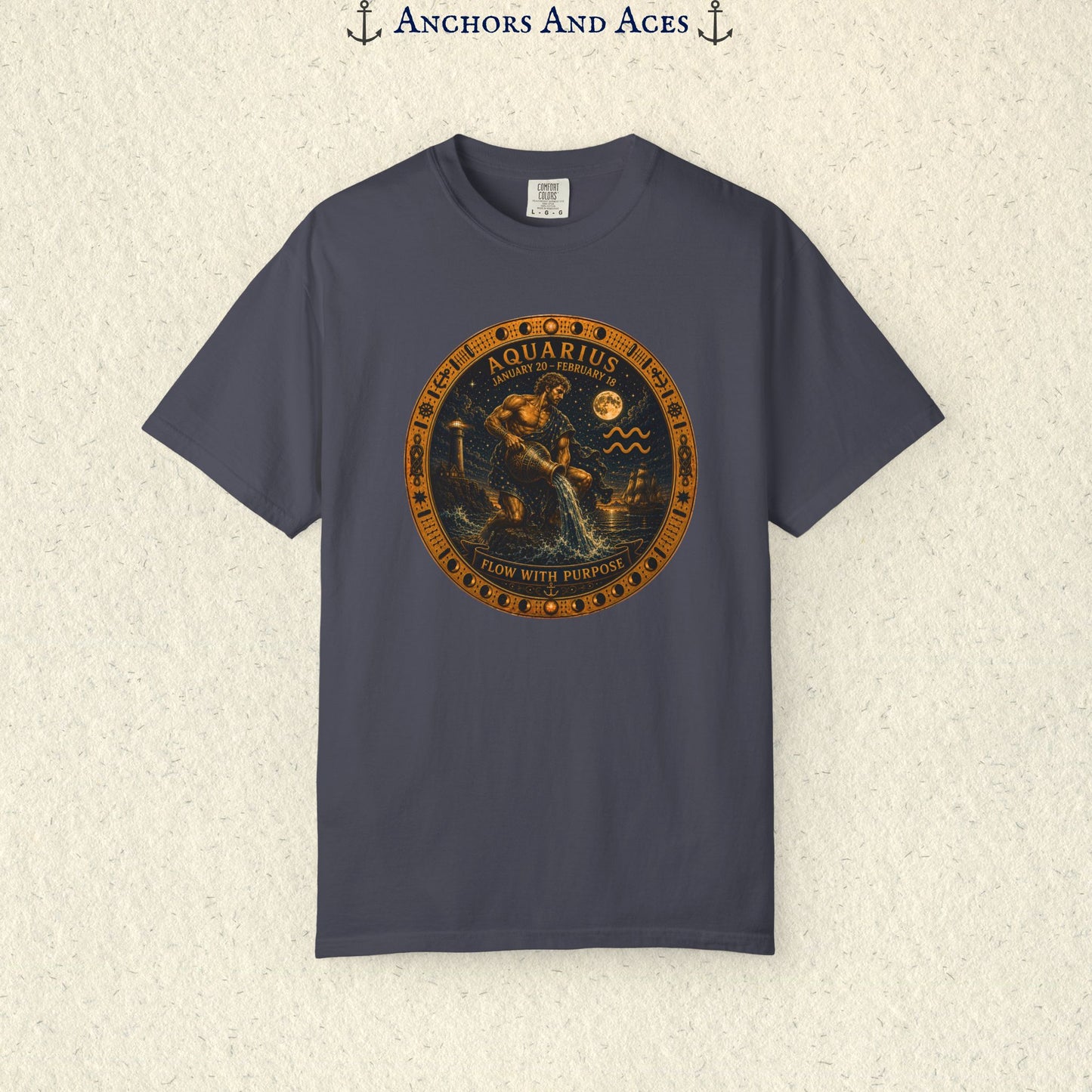 Aquarius Zodiac Shirt | Celestial Seas - Flow With Purpose