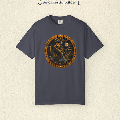 Aquarius Zodiac Shirt | Celestial Seas - Flow With Purpose