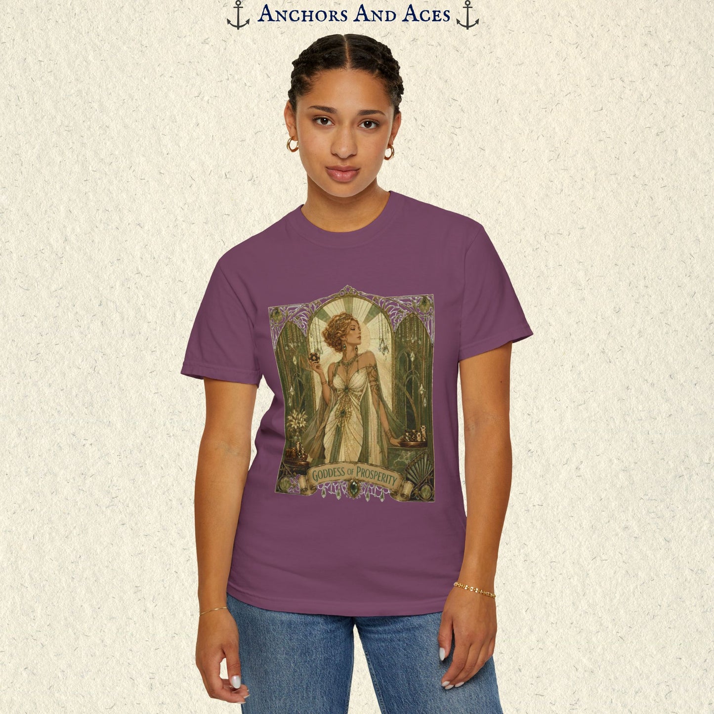 Art Nouveau Casino Graphic Tee| Goddess of Prosperity Shirt| Vintage Lucky Gambling T-Shirt