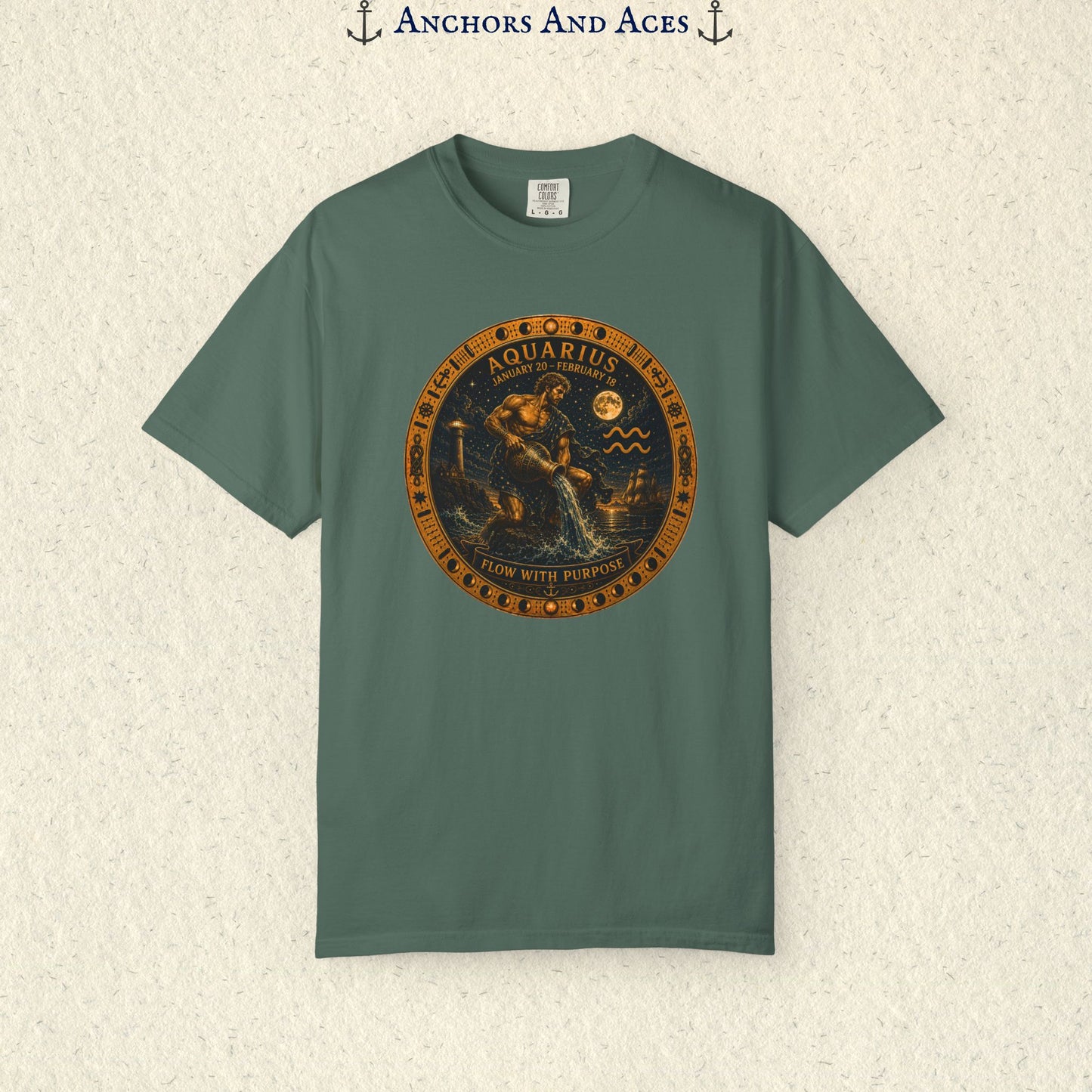 Aquarius Zodiac Shirt | Celestial Seas - Flow With Purpose