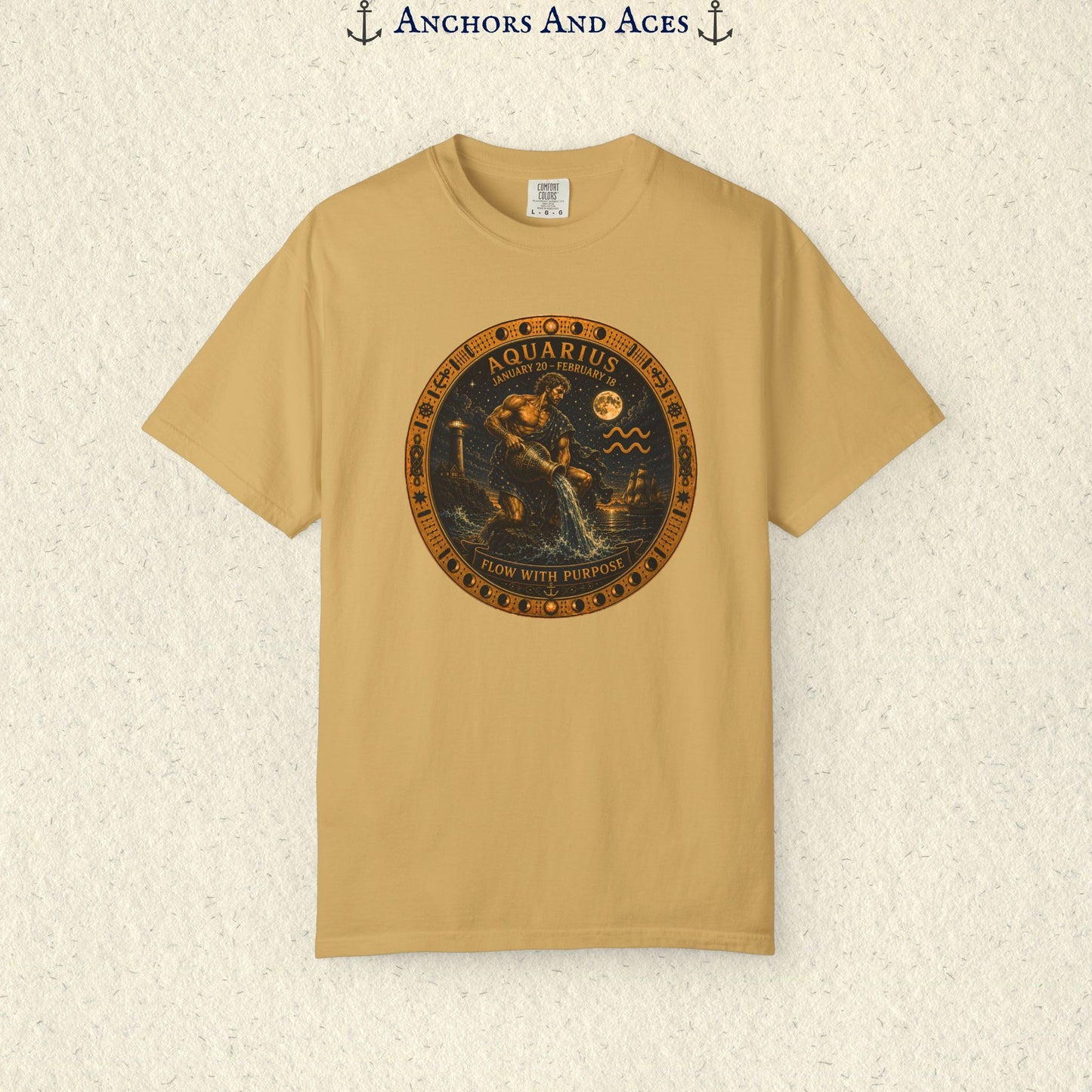 Aquarius Zodiac Shirt | Celestial Seas - Flow With Purpose