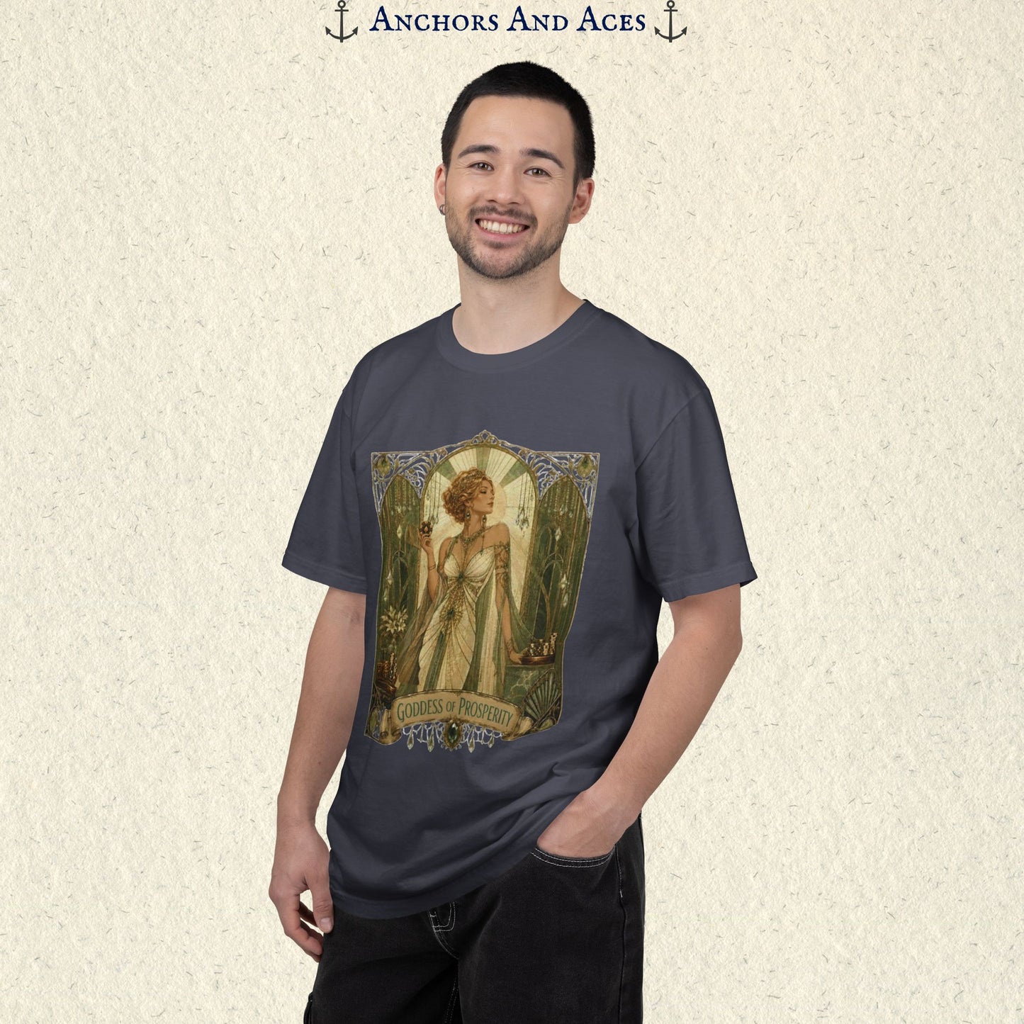 Art Nouveau Casino Graphic Tee| Goddess of Prosperity Shirt| Vintage Lucky Gambling T-Shirt
