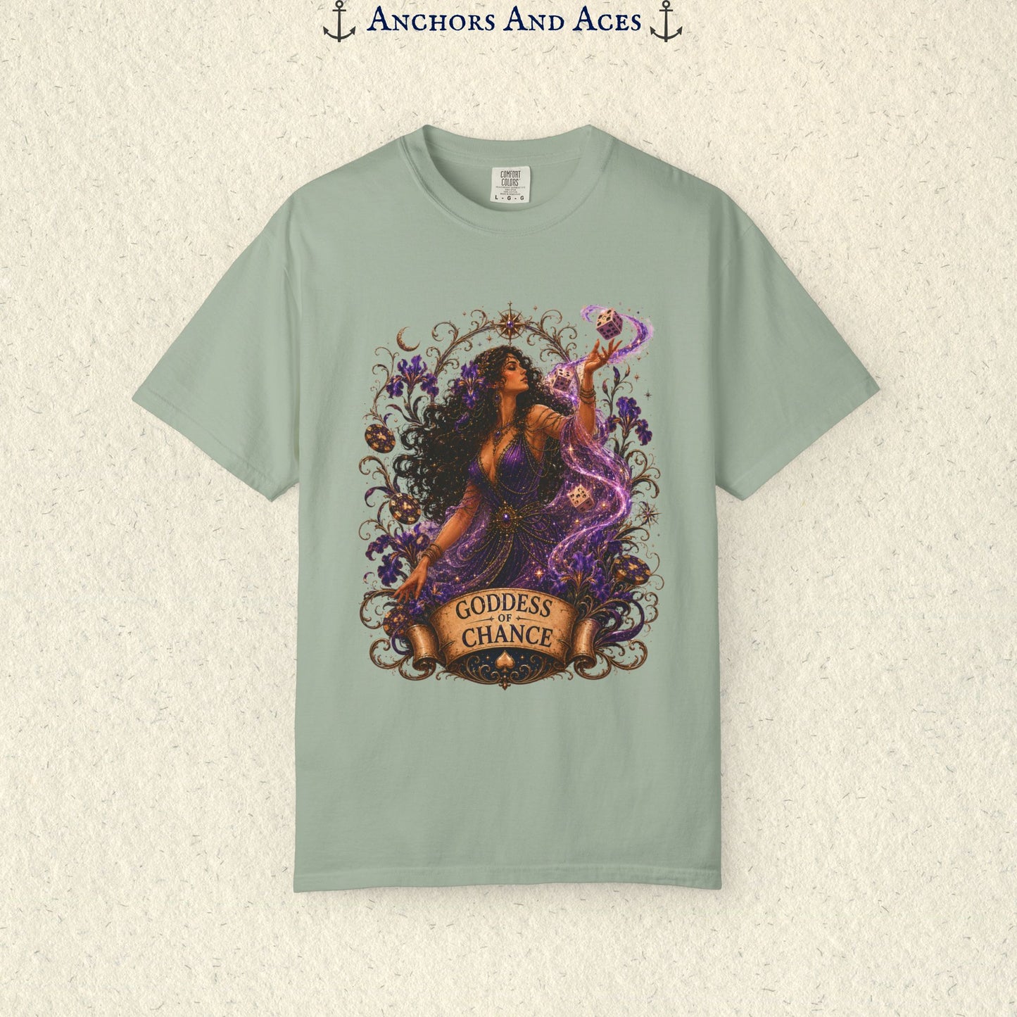 Goddess of Chance Shirt| Art Nouveau Casino Graphic Tee| Vintage Lucky Gambling T-Shirt