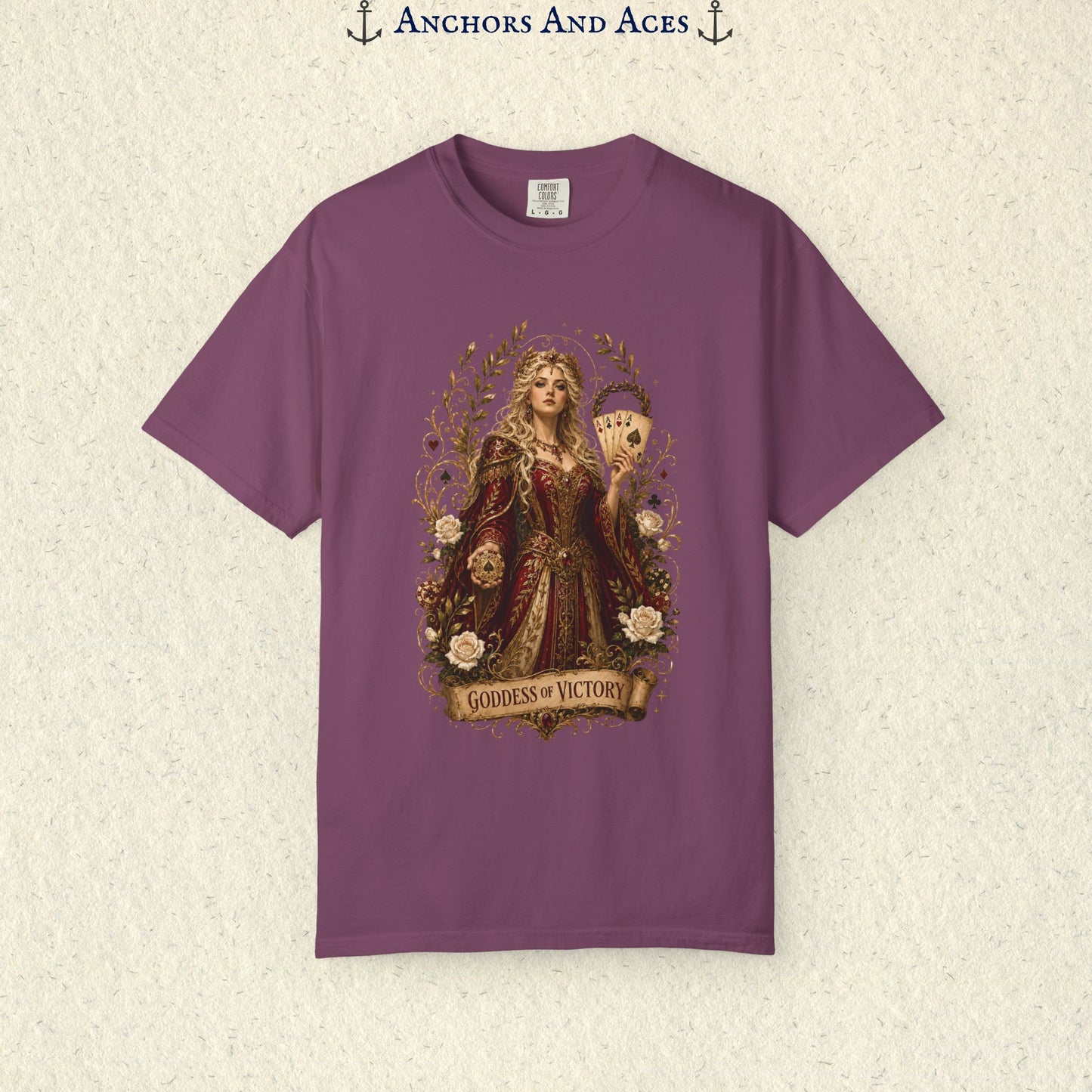 Art Nouveau Casino Graphic Tee| Goddess of Victory| Vintage Lucky Gambling T-Shirt