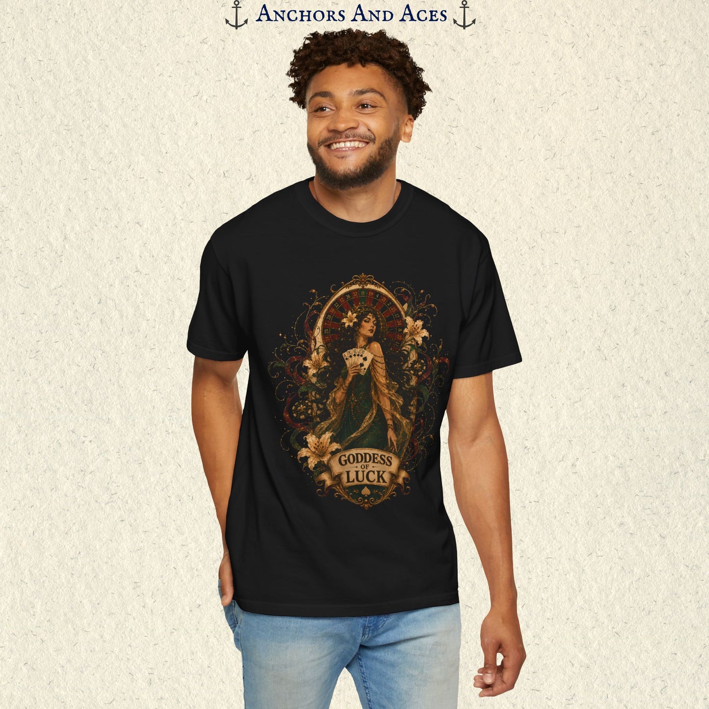 Goddess of Luck | Art Nouveau Casino Tee | Comfort Colors 1717
