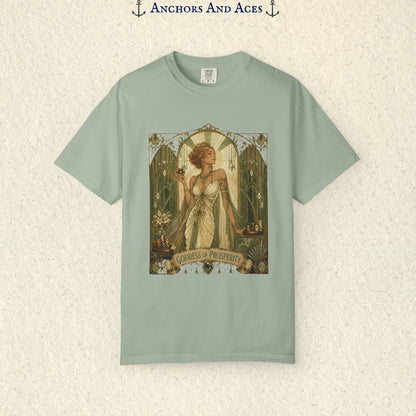 Art Nouveau Casino Graphic Tee| Goddess of Prosperity Shirt| Vintage Lucky Gambling T-Shirt
