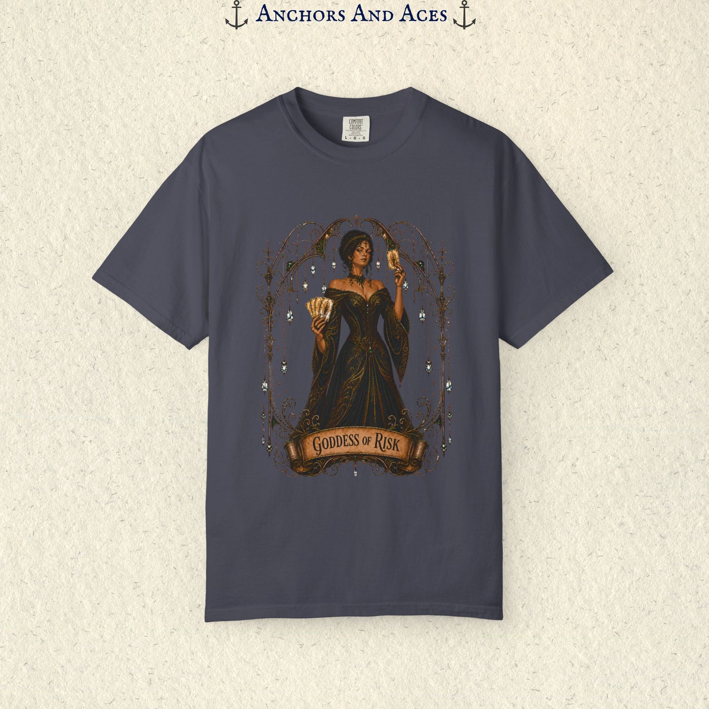 Goddess of Risk Shirt| Art Nouveau Casino Graphic Tee| Vintage Lucky Gambling T-Shirt