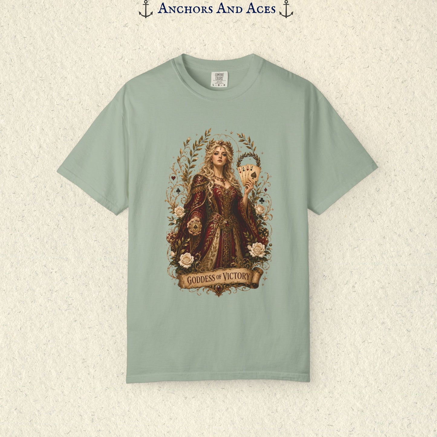 Art Nouveau Casino Graphic Tee| Goddess of Victory| Vintage Lucky Gambling T-Shirt