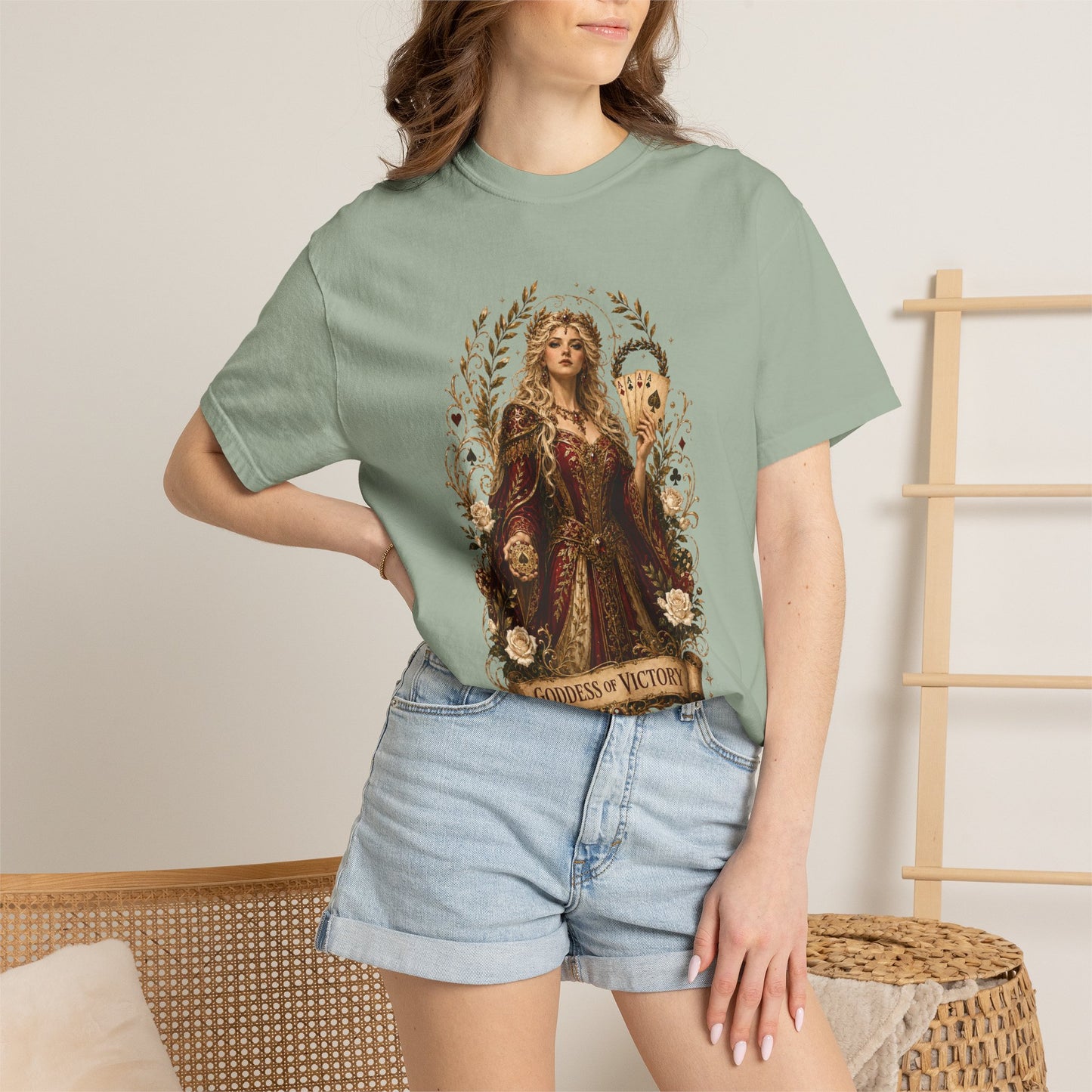 Art Nouveau Casino Graphic Tee| Goddess of Victory| Vintage Lucky Gambling T-Shirt