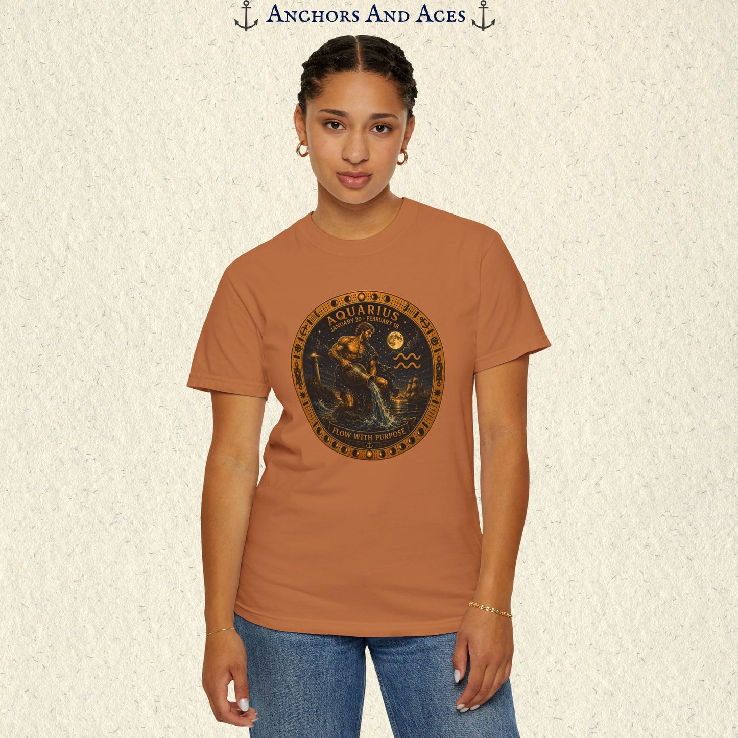 Aquarius Zodiac Shirt | Celestial Seas - Flow With Purpose
