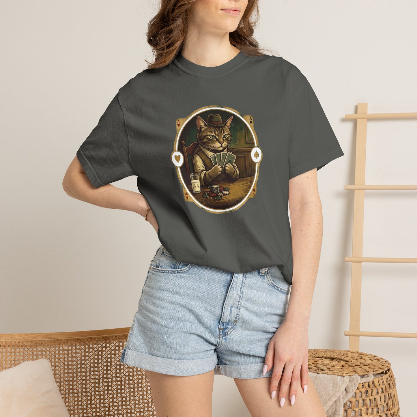 Vintage Poker Cat Shirt | Funny Casino Cat Graphic Tee