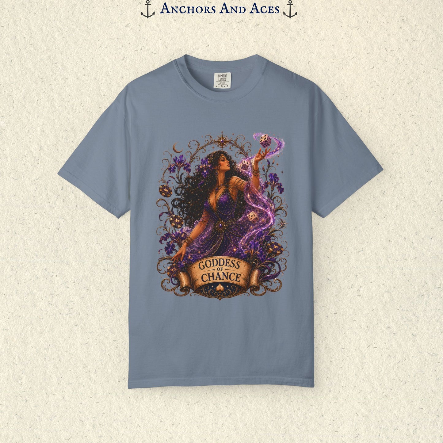 Goddess of Chance Shirt| Art Nouveau Casino Graphic Tee| Vintage Lucky Gambling T-Shirt