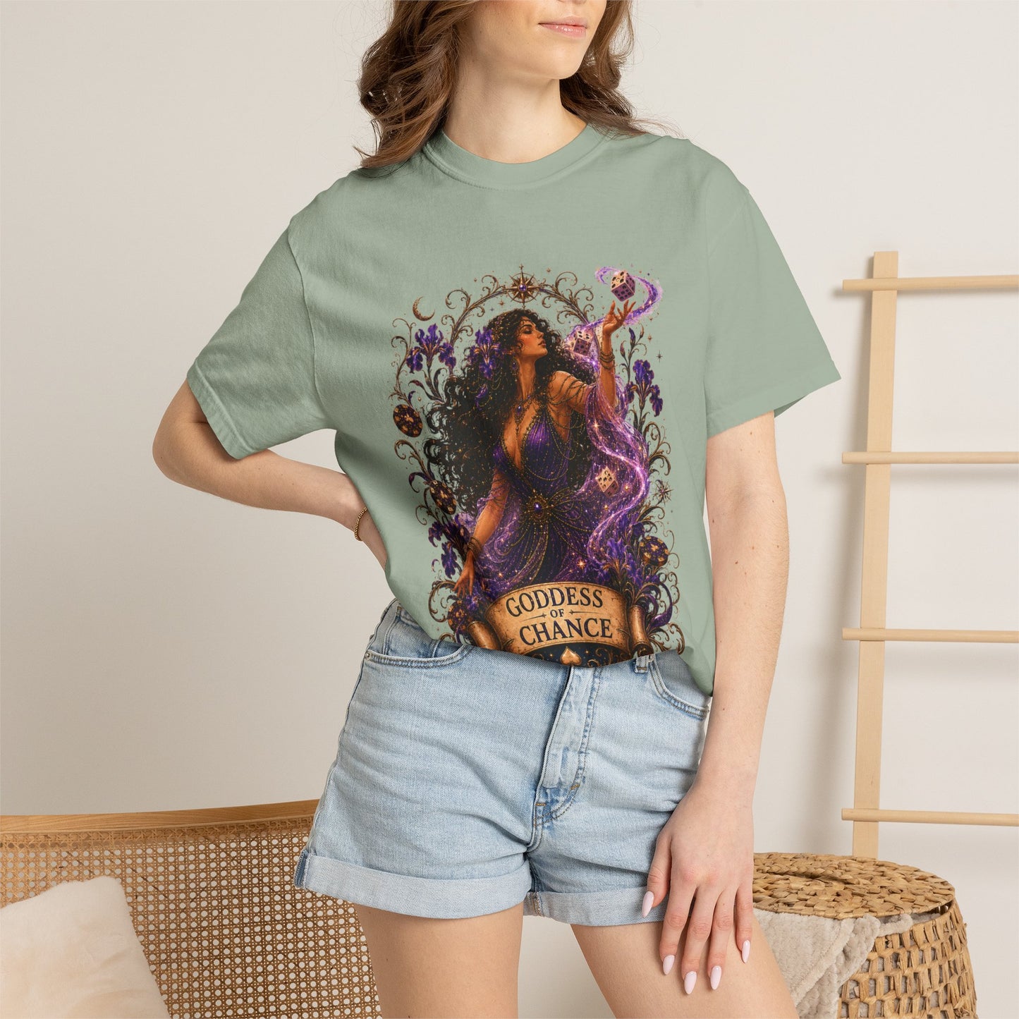 Goddess of Chance Shirt| Art Nouveau Casino Graphic Tee| Vintage Lucky Gambling T-Shirt