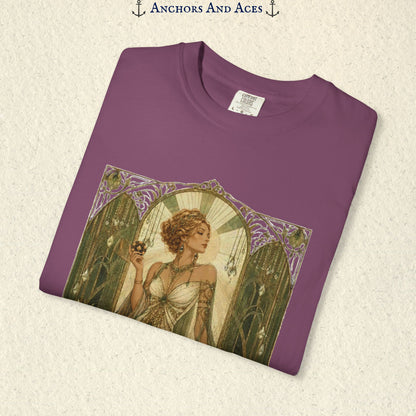 Art Nouveau Casino Graphic Tee| Goddess of Prosperity Shirt| Vintage Lucky Gambling T-Shirt