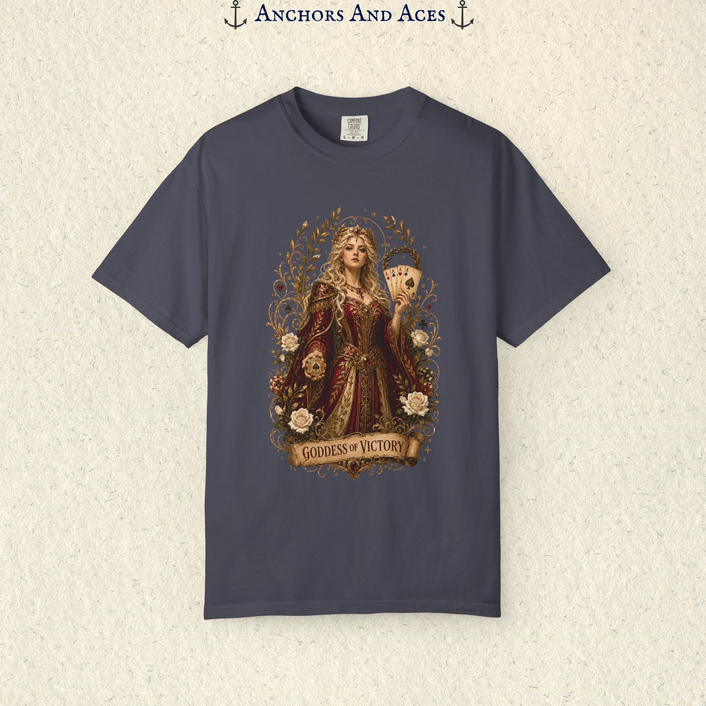 Art Nouveau Casino Graphic Tee| Goddess of Victory| Vintage Lucky Gambling T-Shirt