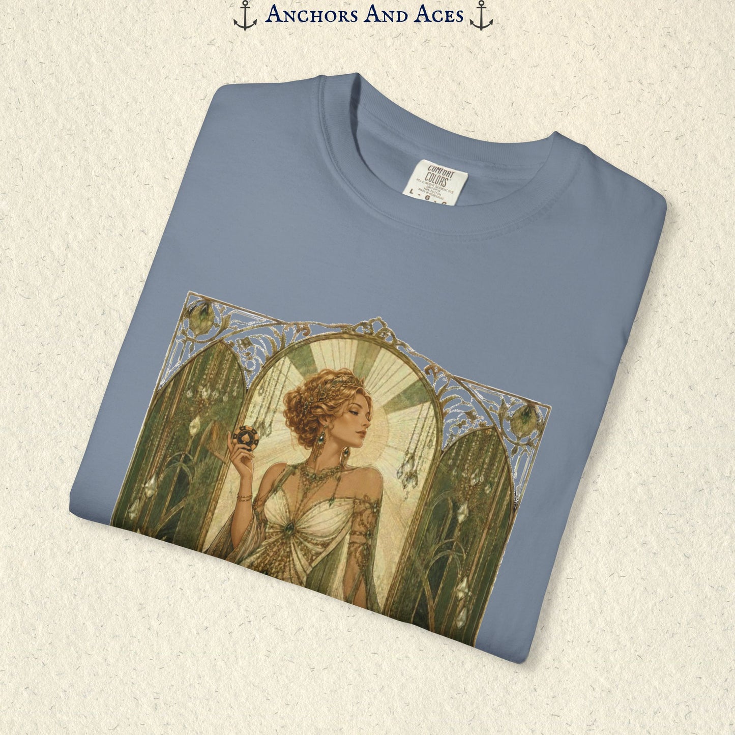 Art Nouveau Casino Graphic Tee| Goddess of Prosperity Shirt| Vintage Lucky Gambling T-Shirt