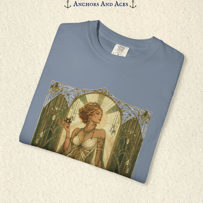 Art Nouveau Casino Graphic Tee| Goddess of Prosperity Shirt| Vintage Lucky Gambling T-Shirt