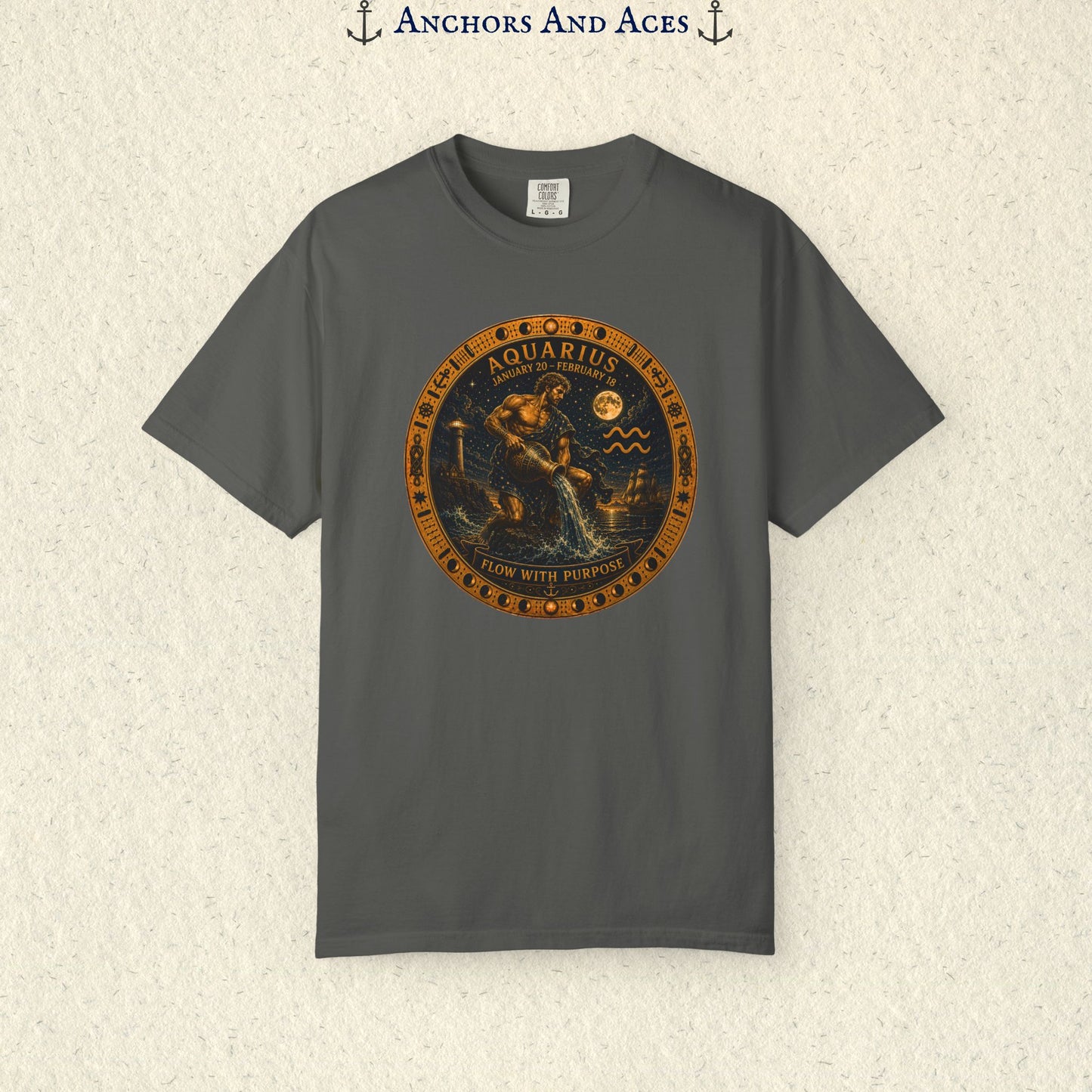 Aquarius Zodiac Shirt | Celestial Seas - Flow With Purpose